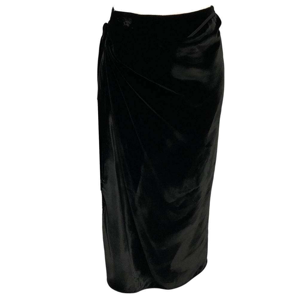ETRO BLACK 2024 VELVET MIDI SKIRT